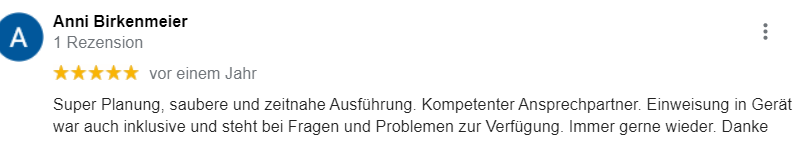 Google Bewertung Wolf Kältetechnik